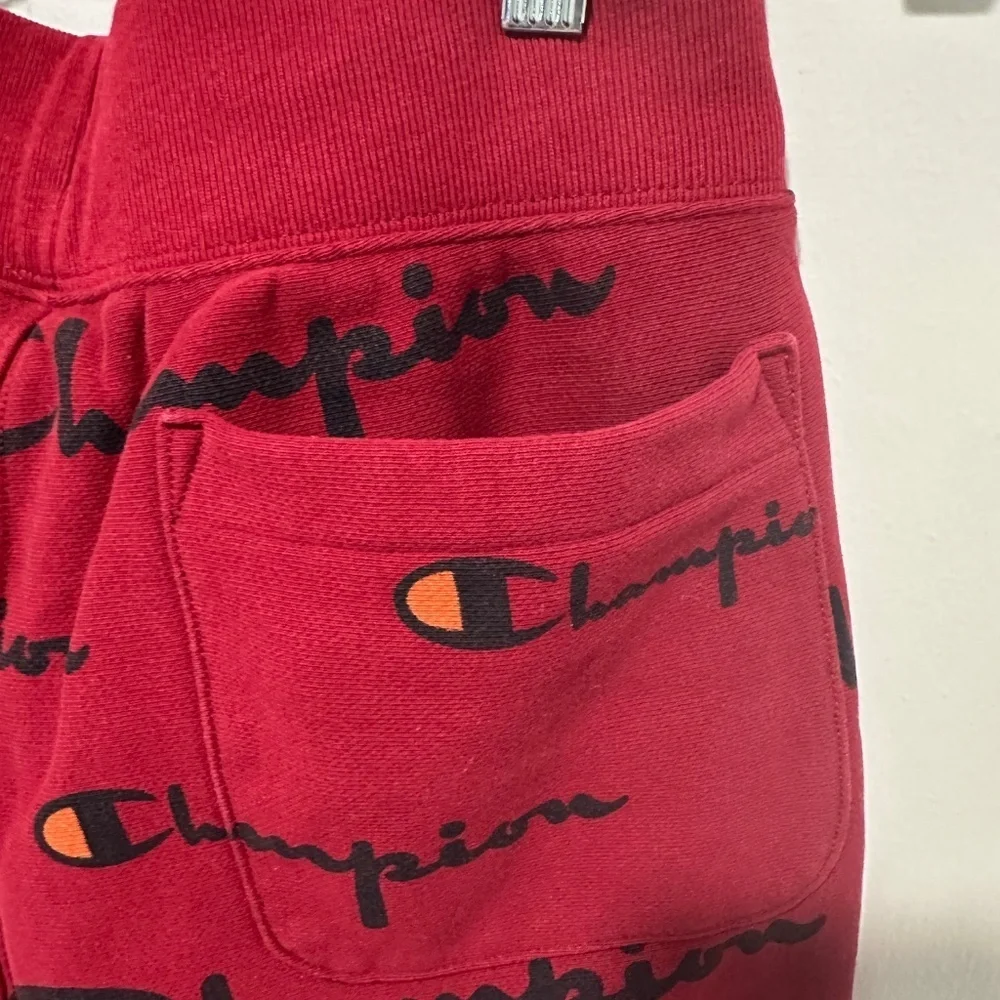 Vintage Champion Reverse Weave Joggers - Red All-Over Logo Print (Size Medium) - Picture 7 of 7